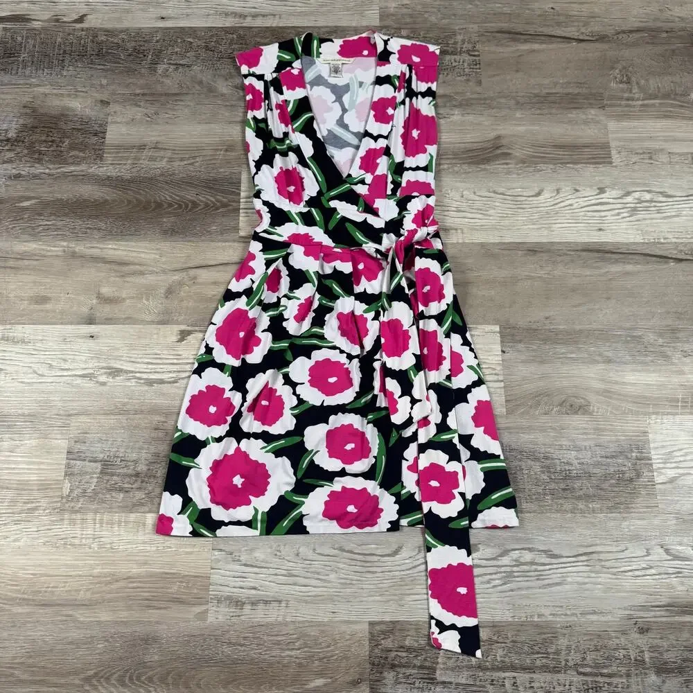 dvf pink wrap dress Diane von Furstenberg Cybil Silk Jersey Banded Wrap Dress
